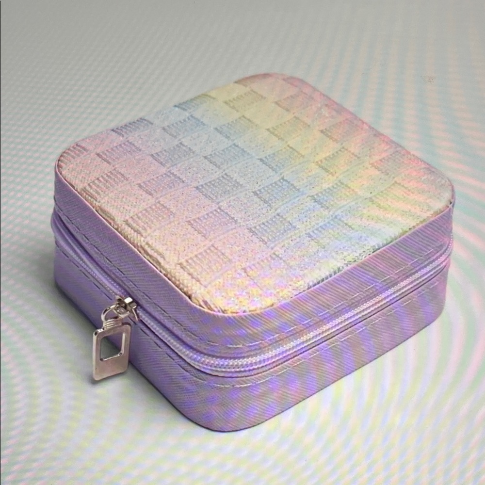 Checked Portable Jewelry Box Pastel Colors